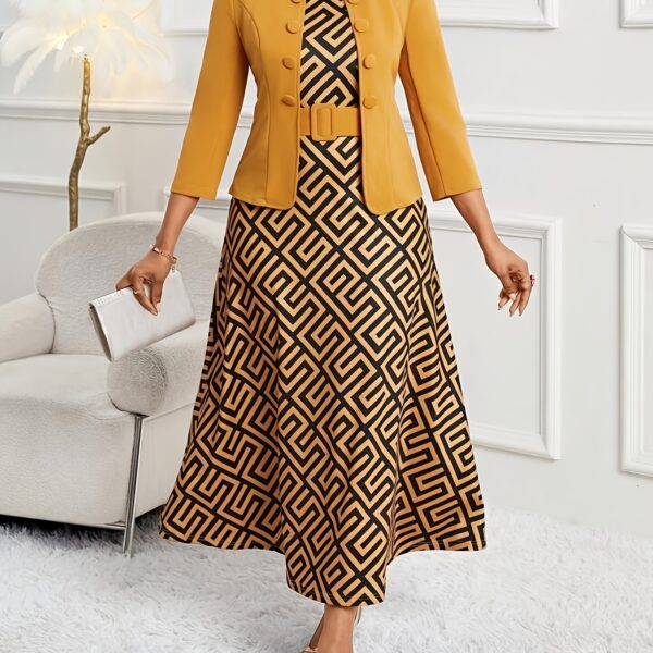 Newness Swirl Print Midi Dress Jacket Set Newness Bangladesh Newness Swirl Print Midi Dress and Jacket Set Chic midi dress and matching jacket in an elegant swirl print Perfect for a special occasion or everyday wear