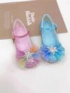 Enchanted Crystal Girls Blue Shoes by Newness Sparkling blue childrens shoes adorned with crystals perfect for special occasions or everyday wear