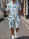 Stylish Riviera Palm Print Set Two piece outfit with vibrant palm print perfect for summer Model showcases the set