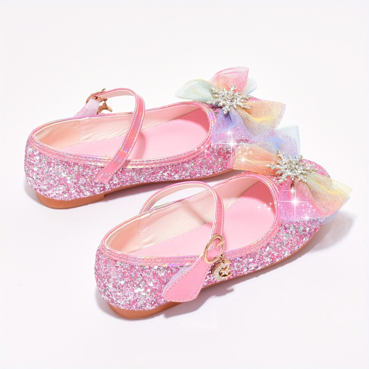 Enchanted Crystal Girls Blue Shoes by Newness Sparkling blue childrens shoes adorned with crystals perfect for special occasions or everyday wear