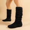 Effortlessly Chic Slouchy Boots in brown leather These stylish boots feature a slouchy fit and sleek design perfect for elevating any outfit