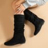 Effortlessly Chic Slouchy Boots in brown leather These stylish boots feature a slouchy fit and sleek design perfect for elevating any outfit