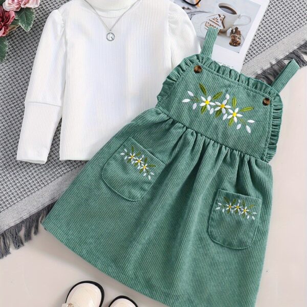 Adorable Bloomsbury Corduroy Dress Set for girls perfect for spring fall or winter Features a stylish corduroy dress and coordinating accessories