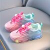Kids BananaDeer Galaxy Glow LED Sneakers lighting up with vibrant colors