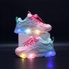 Kids BananaDeer Galaxy Glow LED Sneakers lighting up with vibrant colors