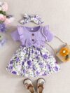 Adorable baby girl wearing a Summer Bloom floral dress perfect for summer