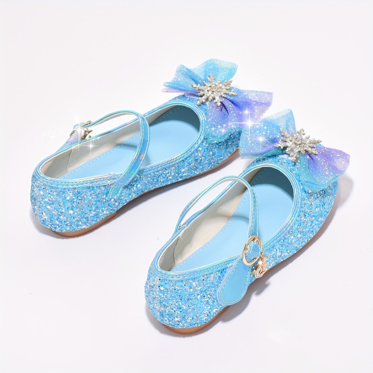 Enchanted Crystal Girls Blue Shoes by Newness Sparkling blue childrens shoes adorned with crystals perfect for special occasions or everyday wear