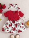 Adorable baby girl wearing a Summer Bloom floral dress perfect for summer