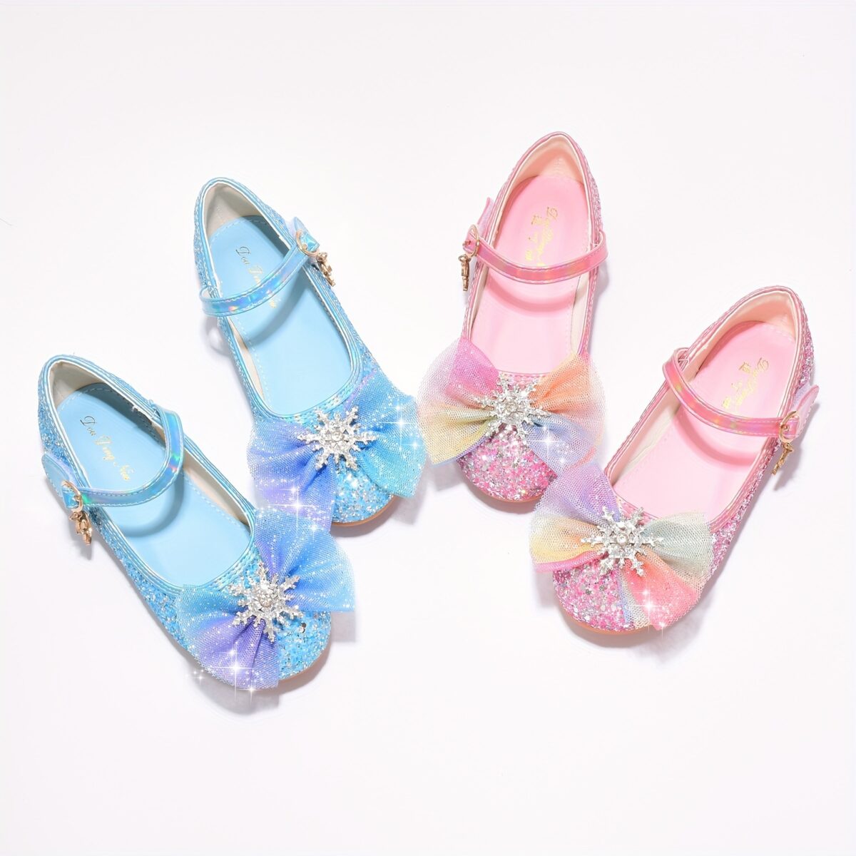 Enchanted Crystal Girls Blue Shoes by Newness Sparkling blue childrens shoes adorned with crystals perfect for special occasions or everyday wear