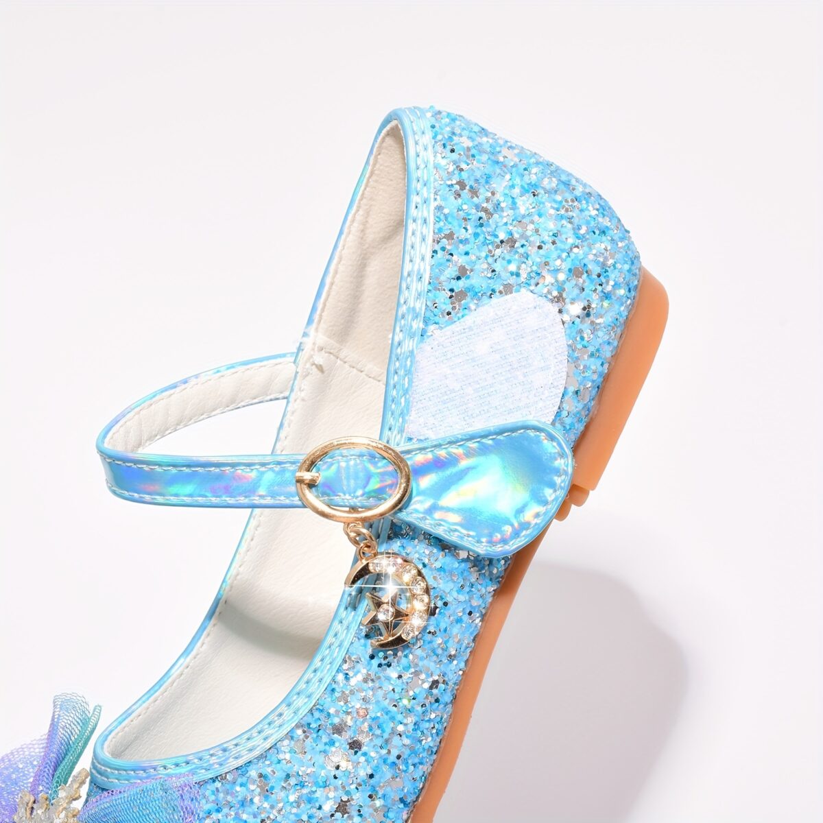 Enchanted Crystal Girls Blue Shoes by Newness Sparkling blue childrens shoes adorned with crystals perfect for special occasions or everyday wear