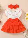 Adorable toddler girl in a vibrant Summer Bloom dress perfect for summer adventures The dress features a playful floral print and comfortable breathable fabric