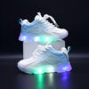 Kids BananaDeer Galaxy Glow LED Sneakers lighting up with vibrant colors