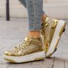 Newness Golden Glitter Roller Skate Sneakers for Kids   Shine bright in these comfortable and fun sneakers