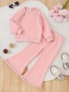 Adorable girls fleece set in pink and white perfect for autumn or winter The set includes a matching fleece jacket and pants ideal for keeping your little one warm and cozy