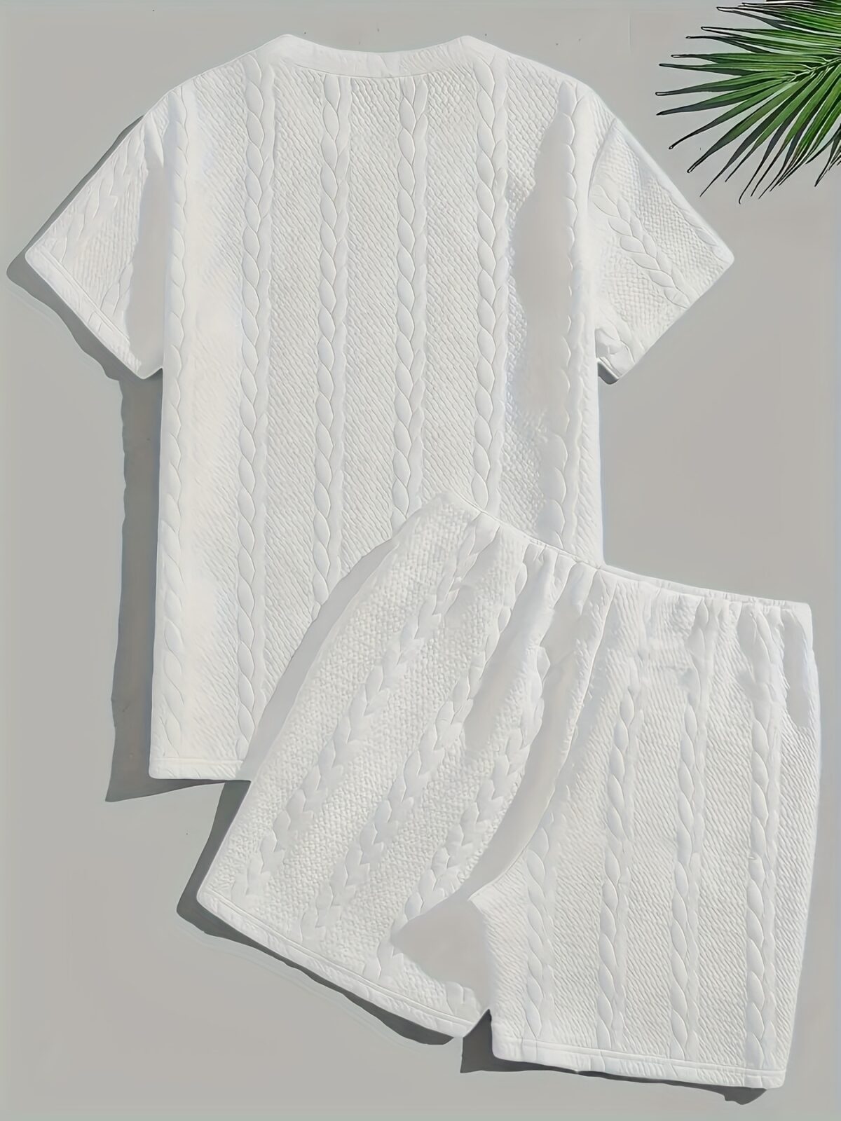 Womens Cable Knit Shorts Set in Cream stylish and comfortable summer outfit