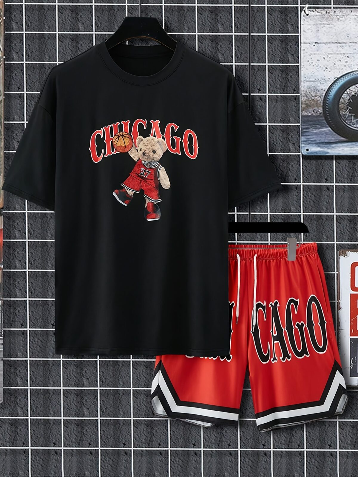 Adorable Chicago Bulls teddy bear set perfect for summer Sporty and breathable polyester