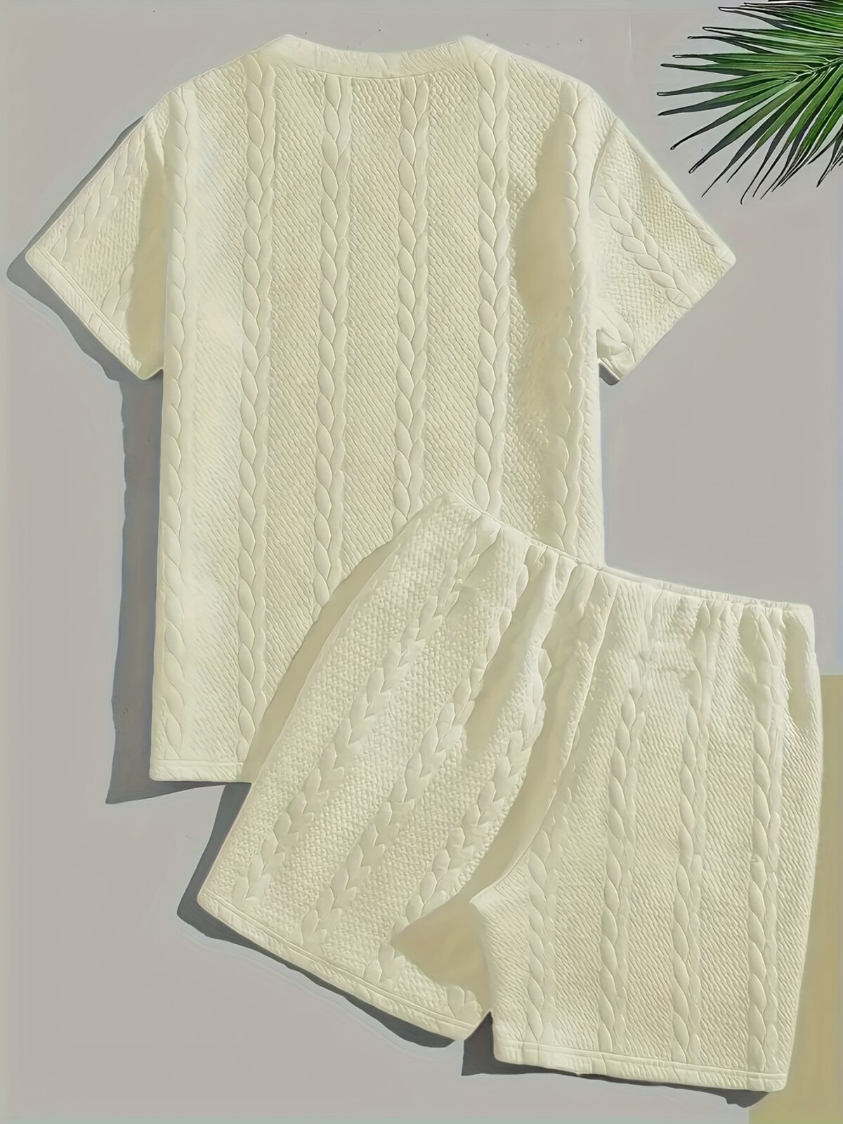 Womens Cable Knit Shorts Set in Cream stylish and comfortable summer outfit