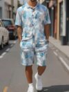 Stylish Riviera Palm Print Set Two piece outfit with vibrant palm print perfect for summer Model showcases the set