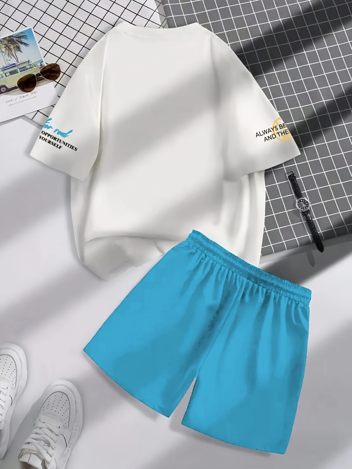 Stylish Newness Urban Explorer Mens Casual Set perfect for summer adventures Model showcasing the comfortable and fashionable two piece outfit