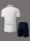 Newness Modern Mens Polo Shorts Set A stylish and comfortable polo shirt and shorts set perfect for summer The model wears the set showcasing its relaxed fit and modern design