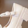 Celestial Bow  Pearl Girls Dress Shoes by Newness Elegant white dress shoes with a delicate bow and pearls perfect for weddings and parties