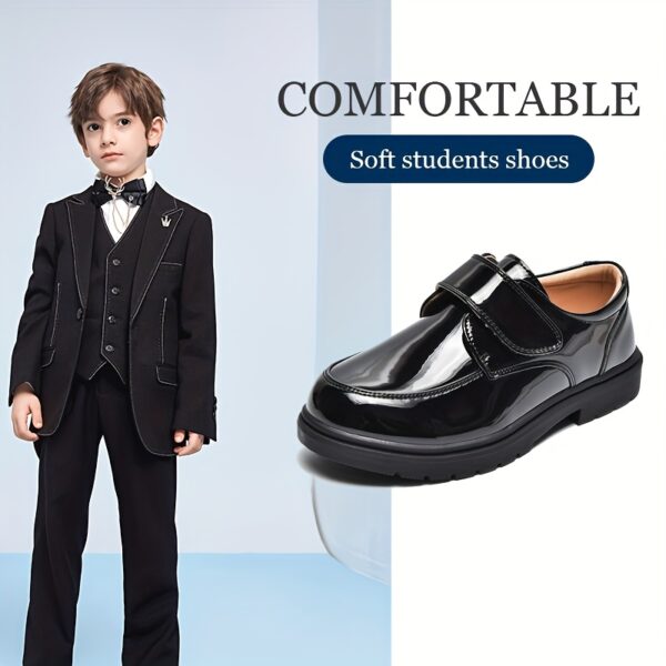 Polished black leather boys school shoes The Scholar by Newness showcasing premium quality and sophisticated style
