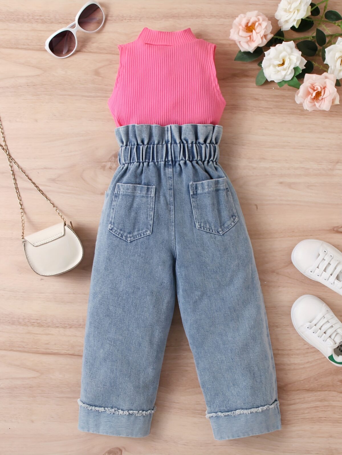 Adorable girls denim set from Newness perfect for spring summer or fall Features a stylish design and comfortable fit