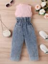 Adorable girls denim set from Newness perfect for spring summer or fall Features a stylish design and comfortable fit