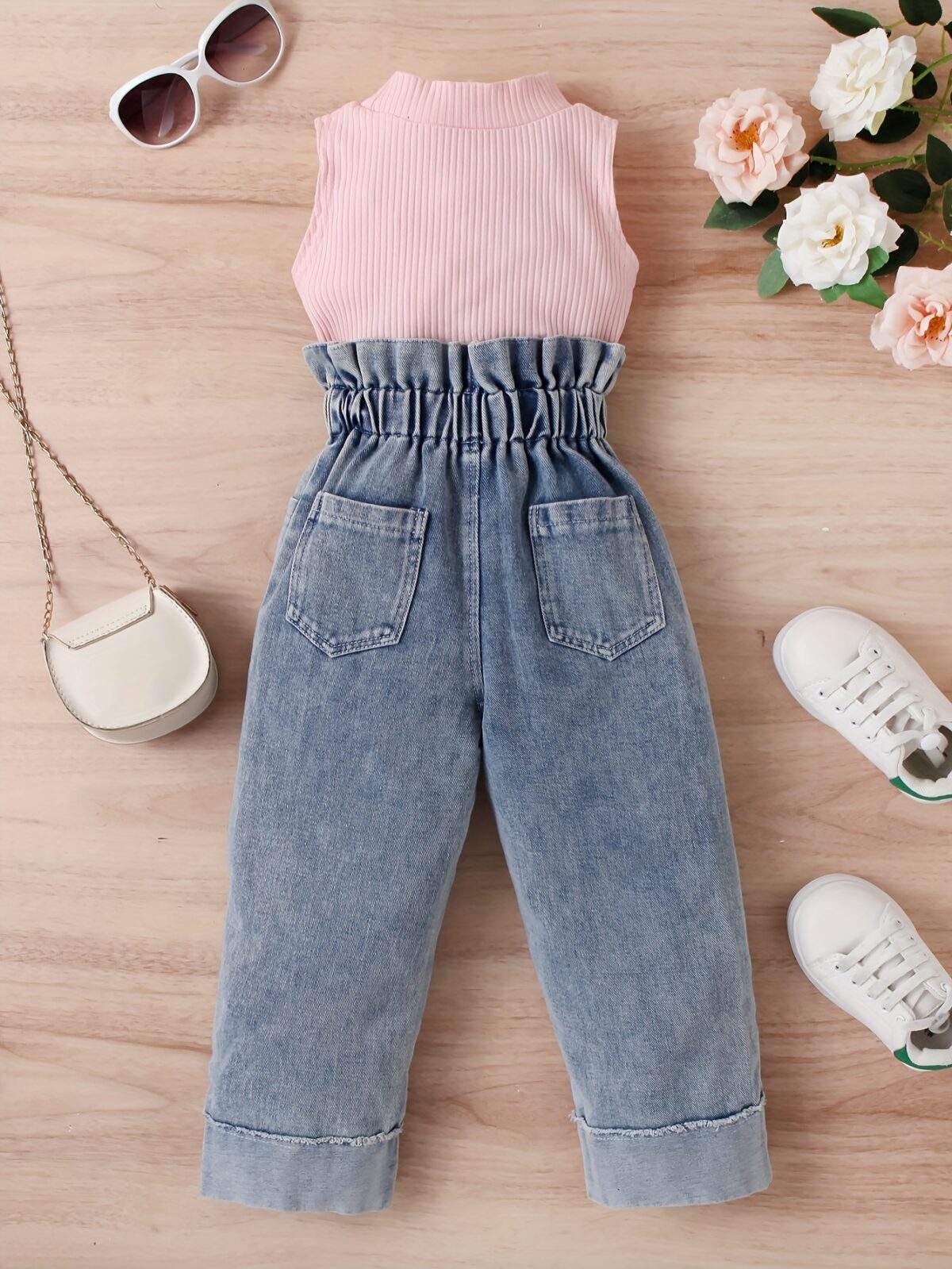 Adorable girls denim set from Newness perfect for spring summer or fall Features a stylish design and comfortable fit