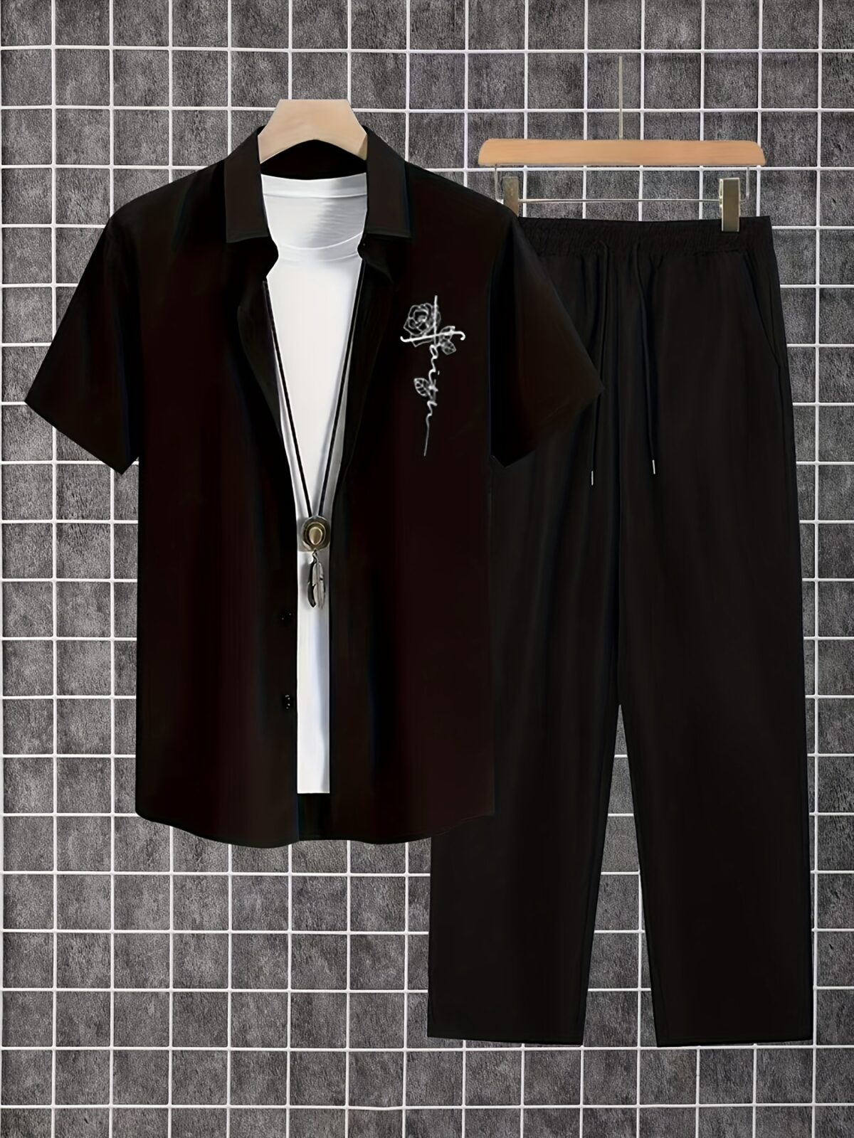 Newness Dubai Nights Mens Summer Set A stylish and comfortable mens summer outfit in breathable woven fabric perfect for warm weather