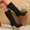 Midnight Rendezvous Stiletto Ankle Boots by Newness Elegant black stiletto ankle boots with a pointed toe showcasing the perfect blend of sophistication and style