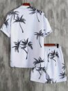 Embrace vacation vibes with the Newness Riviera Escape Palm Print Set This comfortable two piece set is crafted from lightweight polyester perfect for warm weather