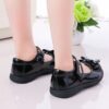 Stylish and comfortable Classic Bow Girls School Shoes in black patent leather with a classic bow detail perfect for school parties and other occasions