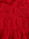 Baby girl wearing an adorable red heart patterned dress Perfect for Fall and Winter