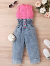 Adorable girls denim set from Newness perfect for spring summer or fall Features a stylish design and comfortable fit