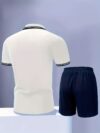 Newness Riviera Escape Mens Summer Set A stylish and comfortable two piece outfit perfect for summer Model showcases the breathable polyester fabric and modern look