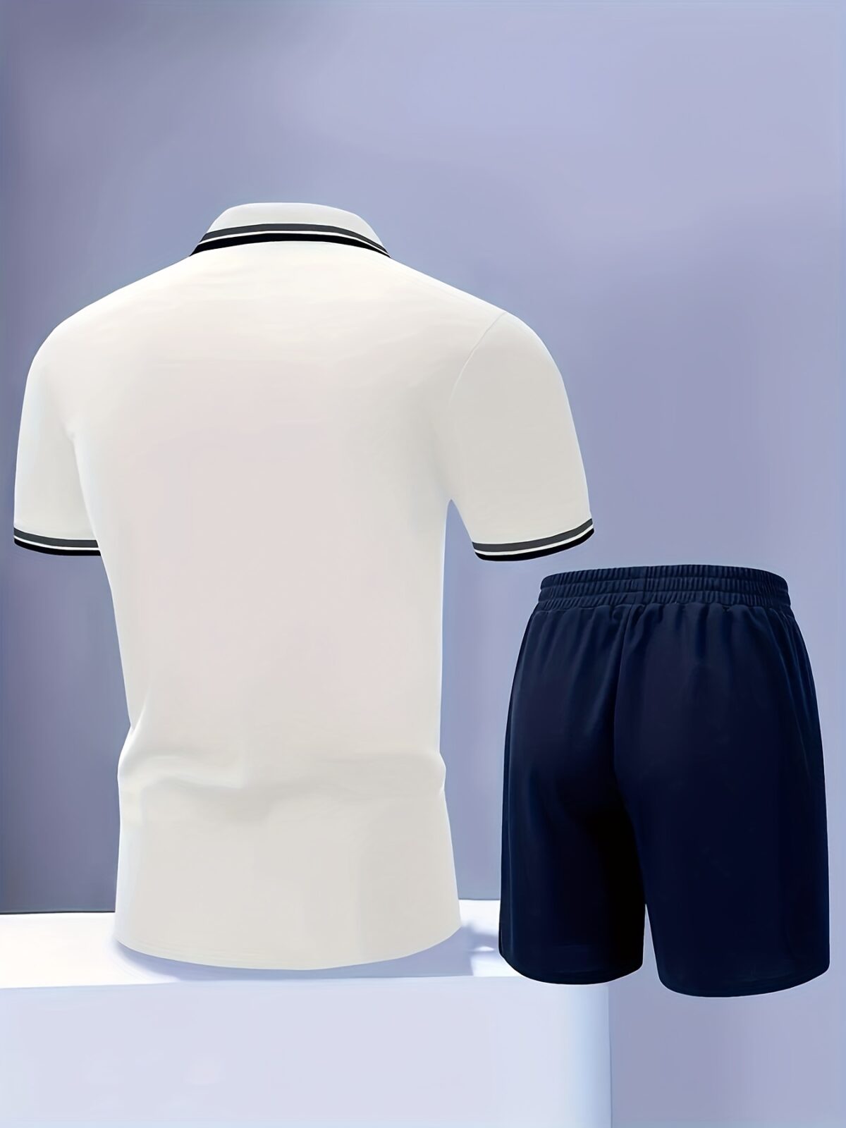 Newness Riviera Escape Mens Summer Set A stylish and comfortable two piece outfit perfect for summer Model showcases the breathable polyester fabric and modern look