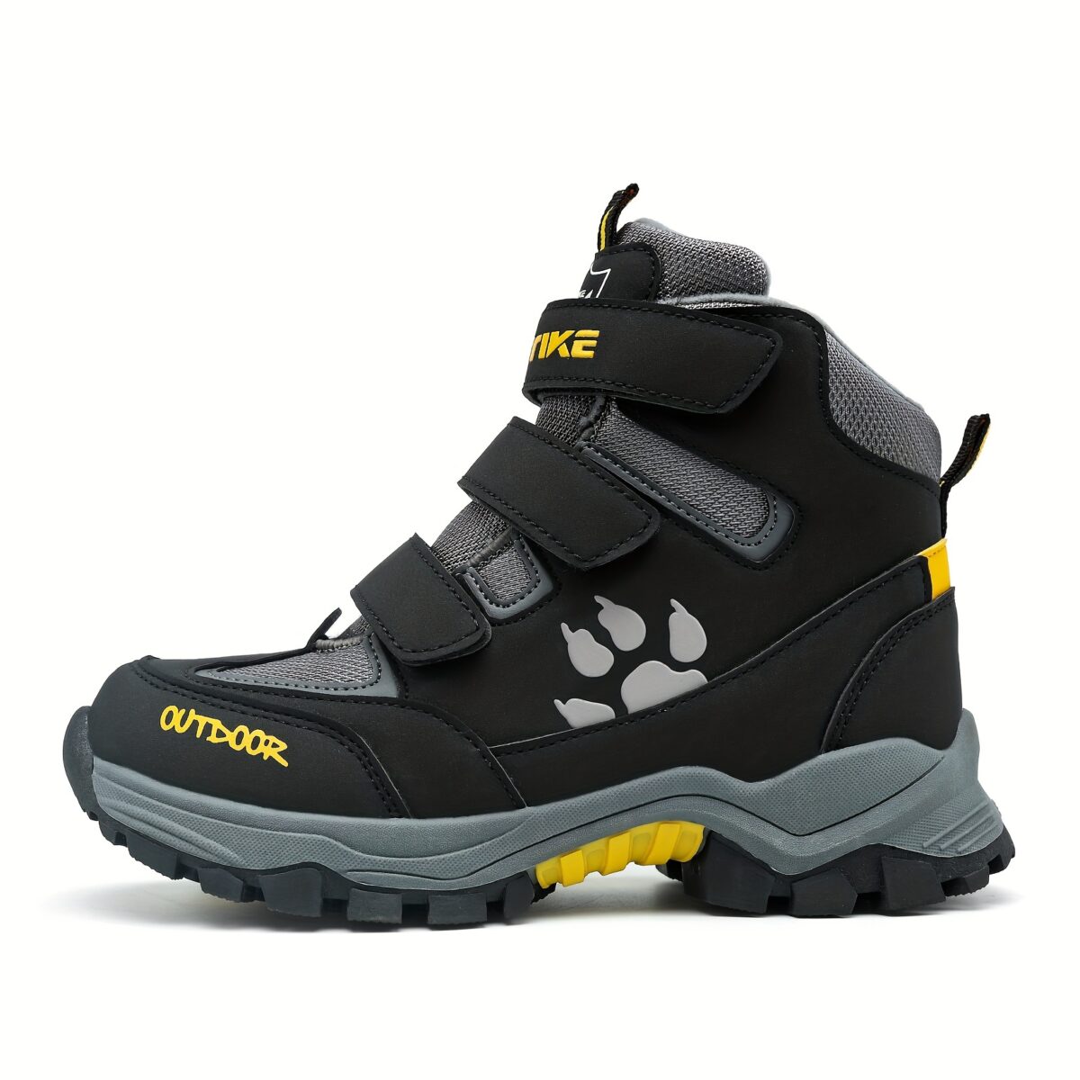 Stylish and durable FANGFIUP Kids Winter Boots perfect for snowy adventures These boots are shown in action with a child playing in the snow