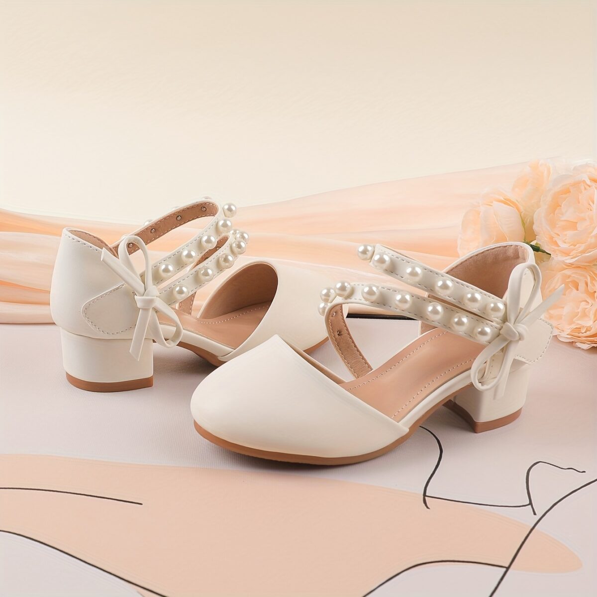 Enchanted Garden Pearl Girl Shoes by Newness Elegant girls shoes adorned with pearls perfect for any occasion