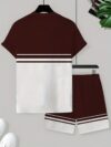 Sharp and sophisticated the Newness Milan Inspired Mens Summer Set in premium polyester Model showcases the effortlessly cool summer style of the matching shirt and shorts