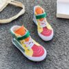 Newness Rainbow Retro Canvas Sneakers Stylish and comfortable kids sneakers perfect for spring and fall Lightweight and breathable canvas design in a vibrant rainbow color scheme