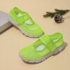 Adorable toddler wearing Newnesss Summer Breeze Sneakers running playfully outdoors on a sunny day