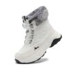 Kids wearing stylish and warm FANGFIUP Explorer Winter Boots playing in the snow