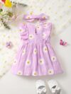 Adorable BrownBark daisy dress set perfect for summer This cute and stylish outfit features a charming daisy print and is ideal for warm weather