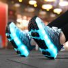 Kids Galaxy Glow Roller Skates from Newness featuring LED lights geometric designs and comfortable design