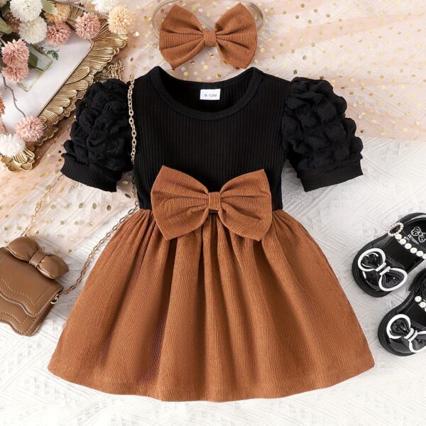 Adorable summer girls pinstripe bow dress set from Newness Two piece outfit perfect for playtime Features a stylish pinstripe pattern and a cute bow detail