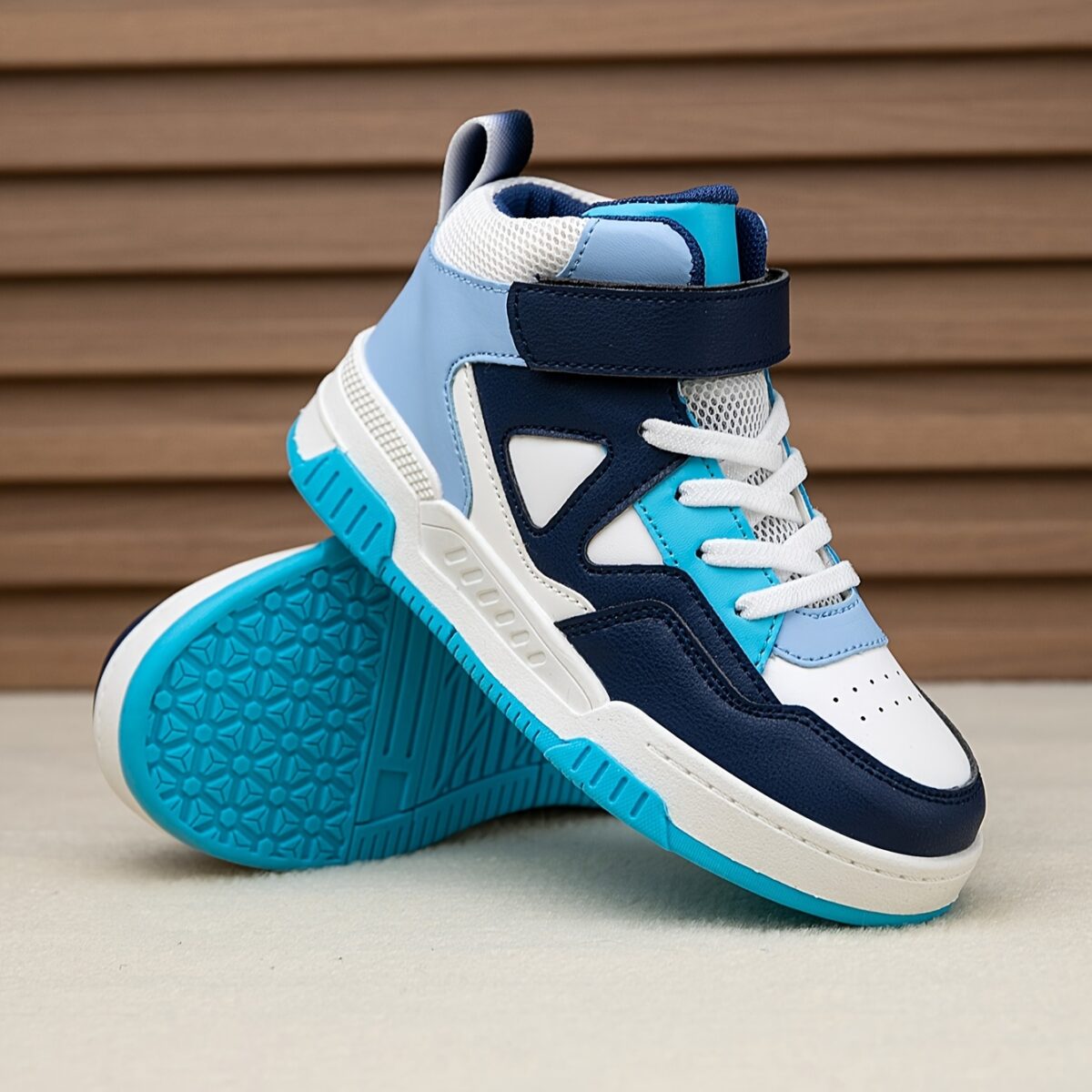 Stylish and durable color block high top sneakers for kids perfect for active play Showcasing vibrant color blocking and sturdy construction
