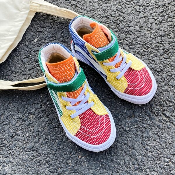 Newness Rainbow Retro Canvas Sneakers Stylish and comfortable kids sneakers perfect for spring and fall Lightweight and breathable canvas design in a vibrant rainbow color scheme