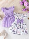 Adorable Summer Bloom Baby Girl Dress Set A charming two piece outfit in soft summery colors perfect for warm weather