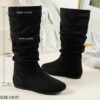 Effortlessly Chic Slouchy Boots in brown leather These stylish boots feature a slouchy fit and sleek design perfect for elevating any outfit